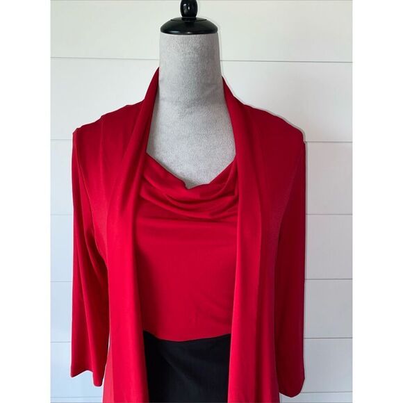 Connected Apparel Womens Faux-Jacket Dress Red And Black Size 6 - Picture 2 of 9
